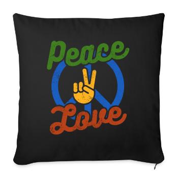 Peace Love - Sofa pillowcase 17,3'' x 17,3'' (45 x 45 cm) - black - Front