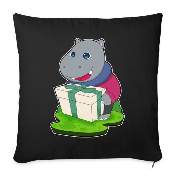 Hippopotamus Christmas Package - Sofa pillowcase 17,3'' x 17,3'' (45 x 45 cm) - black - Front