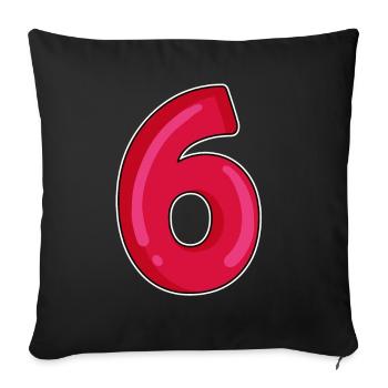 Six Number 6 Number Red - Sofa pillowcase 17,3'' x 17,3'' (45 x 45 cm) - black - Front