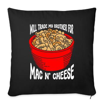 Mac And Cheese Makkaroni - Sofakissenbezug 45 x 45 cm - Schwarz - Vorne