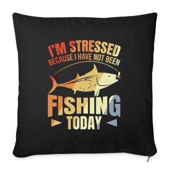 Dicton de motivation de pêche - Housse de coussin décorative 45 x 45 cm - noir - Devant