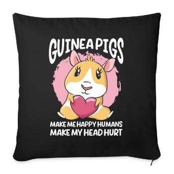 Cochon d’Inde Animal de compagnie - Housse de coussin décorative 45 x 45 cm - noir - Devant