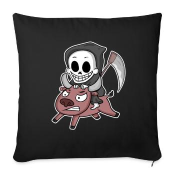 Motif de la vache de la faucheuse - Housse de coussin décorative 45 x 45 cm - noir - Devant