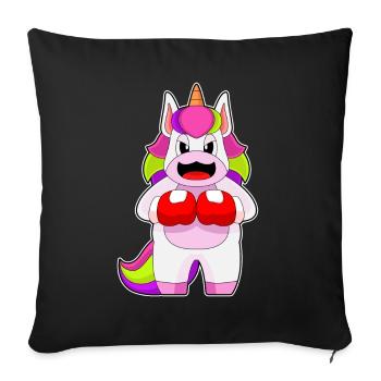 Einhorn Boxer Boxhandschuhe Boxen - Sofakissenbezug 45 x 45 cm - Schwarz - Vorne