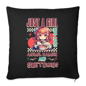 Anime Ramen Sketching - Sofa pillowcase 17,3'' x 17,3'' (45 x 45 cm) - black - Front