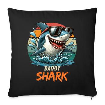 Father Father's Day Shark Daddy Shark Sea Holiday Funny - Sofa pillowcase 17,3'' x 17,3'' (45 x 45 cm) - black - Front