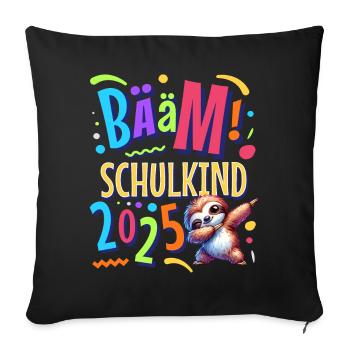 Bääm Schulkind 2025 Dabbing Faultier - Sofakissenbezug 45 x 45 cm - Schwarz - Vorne