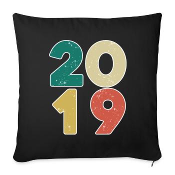 2019 - Year 2019 - Year 2019 - Sofa pillowcase 17,3'' x 17,3'' (45 x 45 cm) - black - Front