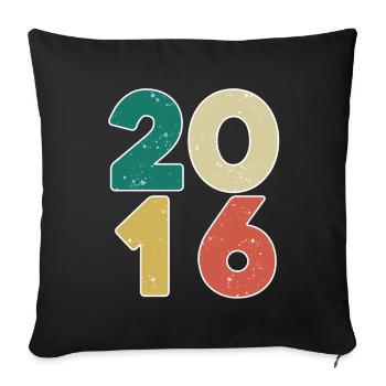 2016 - Year 2016 - Year 2016 - Sofa pillowcase 17,3'' x 17,3'' (45 x 45 cm) - black - Front
