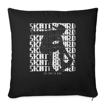 Skateboard Skater Skaten - Sofakissenbezug 45 x 45 cm - Schwarz - Vorne