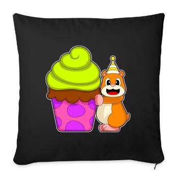 Hamster Birthday Cupcake - Sofa pillowcase 17,3'' x 17,3'' (45 x 45 cm) - black - Front