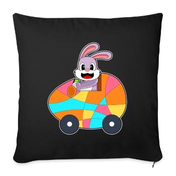 Voiture de Pâques Bunny - Housse de coussin décorative 45 x 45 cm - noir - Devant