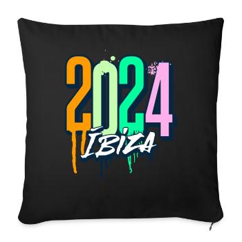 Ibiza 2024 - Sofa pillowcase 17,3'' x 17,3'' (45 x 45 cm) - black - Front