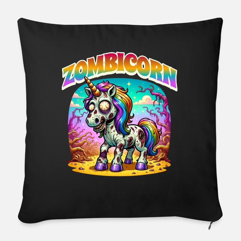 Zombiecorn Zombie Einhorn - Sofakissenbezug 45 x 45 cm - Schwarz