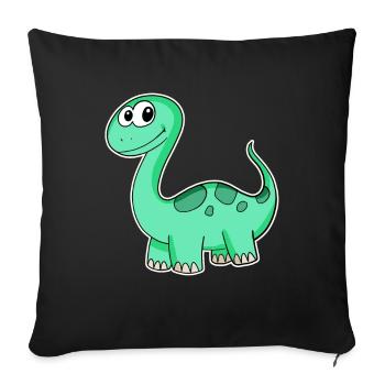 Motif Dino Dinosaure Vert - Housse de coussin décorative 45 x 45 cm - noir - Devant