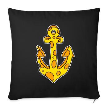 Cheese Anchor Captain Symbol - Sofa pillowcase 17,3'' x 17,3'' (45 x 45 cm) - black - Front