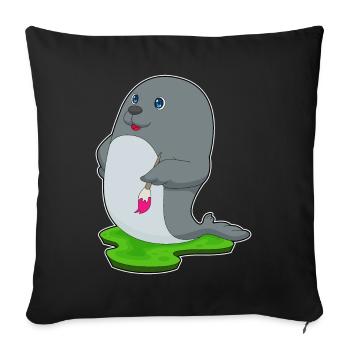 Seal Painter Brush Painting - Sofa pillowcase 17,3'' x 17,3'' (45 x 45 cm) - black - Front