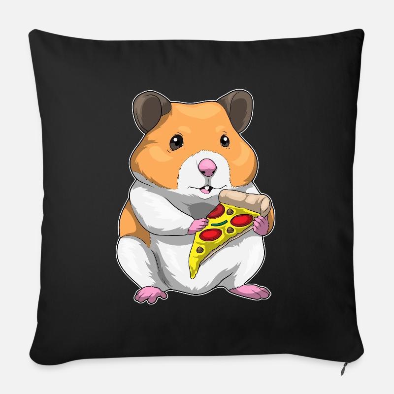 Hamster Pizza - Sofakissenbezug 45 x 45 cm - Schwarz