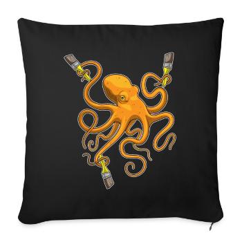 Peinture au pinceau Octopus Painter - Housse de coussin décorative 45 x 45 cm - noir - Devant