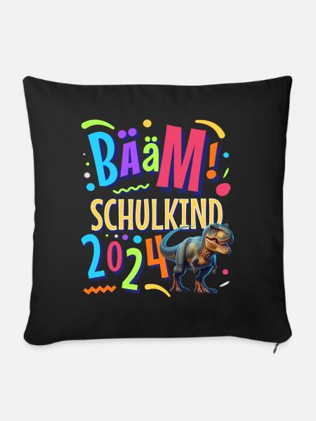 Bääm Schulkind 2024 T Rex - Sofakissenbezug 45 x 45 cm - Schwarz
