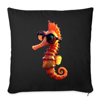 Seahorse Aquarist Angler Cute Seahorse - Sofa pillowcase 17,3'' x 17,3'' (45 x 45 cm) - black - Front