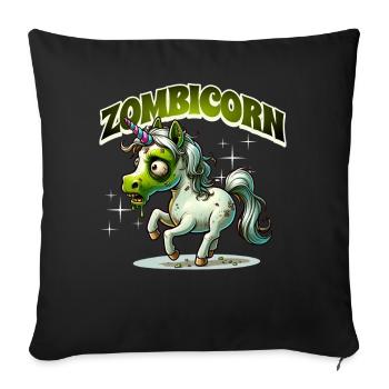 Licorne zombie zombie - Housse de coussin décorative 45 x 45 cm - noir - Devant