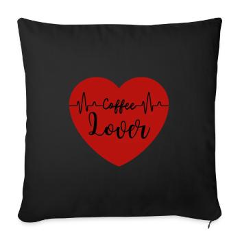 Café amant grain de café drôle - Housse de coussin décorative 45 x 45 cm - noir - Devant