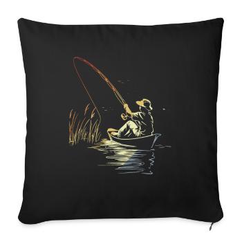 Retro Fishing Sketch - Sofa pillowcase 17,3'' x 17,3'' (45 x 45 cm) - black - Front