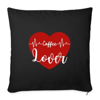 Café amant grain de café drôle - Housse de coussin décorative 45 x 45 cm - noir - Devant
