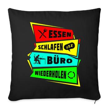 Manger dormir Répétition du bureau - Housse de coussin décorative 45 x 45 cm - noir - Devant