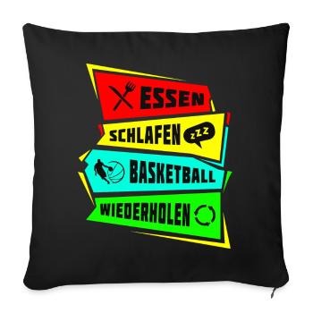 Manger dormir Répéter le basket-ball - Housse de coussin décorative 45 x 45 cm - noir - Devant