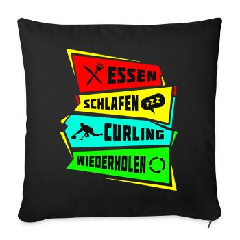 Eating Sleeping Curling Repeat - Sofa pillowcase 17,3'' x 17,3'' (45 x 45 cm) - black - Front
