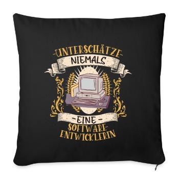 Softwareentwicklerin Geschenk Code Lustig - Sofakissenbezug 45 x 45 cm - Schwarz - Vorne