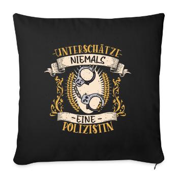Polizistin Geschenk Sicherheit Lustig Beruf - Sofakissenbezug 45 x 45 cm - Schwarz - Vorne
