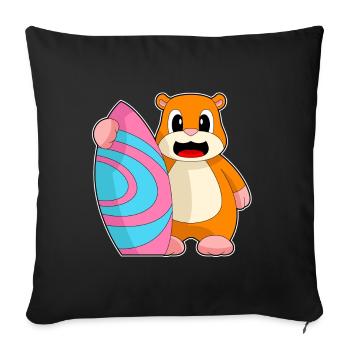 Été de surf sur planche de surf pour hamsters - Housse de coussin décorative 45 x 45 cm - noir - Devant