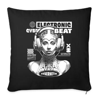 Futuristic Sci-Fi Shirt with Electro Beat - Sofa pillowcase 17,3'' x 17,3'' (45 x 45 cm) - black - Front