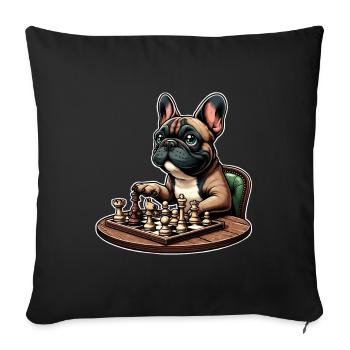 Bouledogue français d’échecs - Housse de coussin décorative 45 x 45 cm - noir - Devant