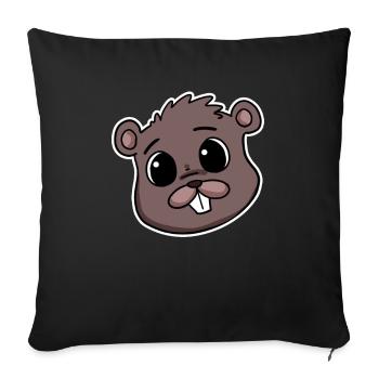 Tête de castor - Housse de coussin décorative 45 x 45 cm - noir - Devant