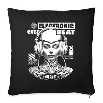 Electro Cyber Beat: Futuristic Music T-Shirt - Sofa pillowcase 17,3'' x 17,3'' (45 x 45 cm) - black - Front