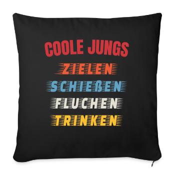Witziger Fußball Spruch Coole Jungs Trinken Bier - Sofakissenbezug 45 x 45 cm - Schwarz - Vorne