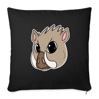 Motif tête de cochon sanglier - Housse de coussin décorative 45 x 45 cm - noir - Devant
