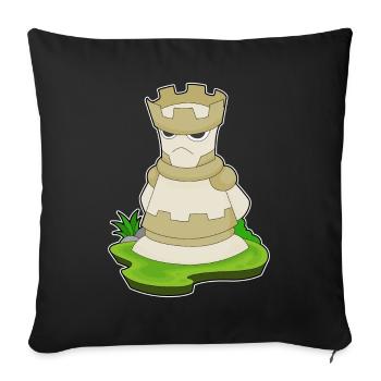 Pièce d’échecs Tour Échecs - Housse de coussin décorative 45 x 45 cm - noir - Devant