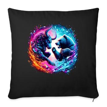 Bull vs Bear Exchange Battle - Sofa pillowcase 17,3'' x 17,3'' (45 x 45 cm) - black - Front