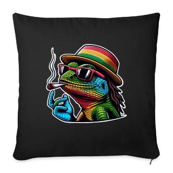 Echse Kiffen Cannabis - Sofakissenbezug 45 x 45 cm - Schwarz - Vorne