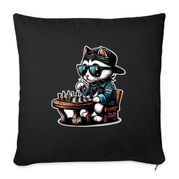 Chess Cat - Sofa pillowcase 17,3'' x 17,3'' (45 x 45 cm) - black - Front