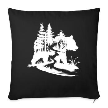 Bären Silhouette Wald Kunst - Sofakissenbezug 45 x 45 cm - Schwarz - Vorne