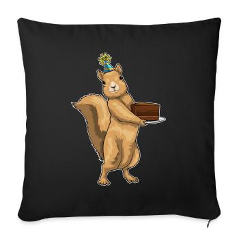 Gâteau d’anniversaire écureuil - Housse de coussin décorative 45 x 45 cm - noir - Devant