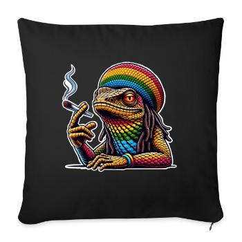 Echse Kiffen Cannabis - Sofakissenbezug 45 x 45 cm - Schwarz - Vorne