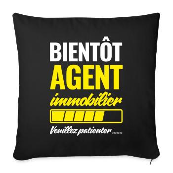 Bald Immobilienmakler bitte warten - Sofakissenbezug 45 x 45 cm - Schwarz - Vorne