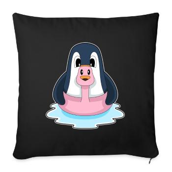 Flamant rose pingouin - Housse de coussin décorative 45 x 45 cm - noir - Devant